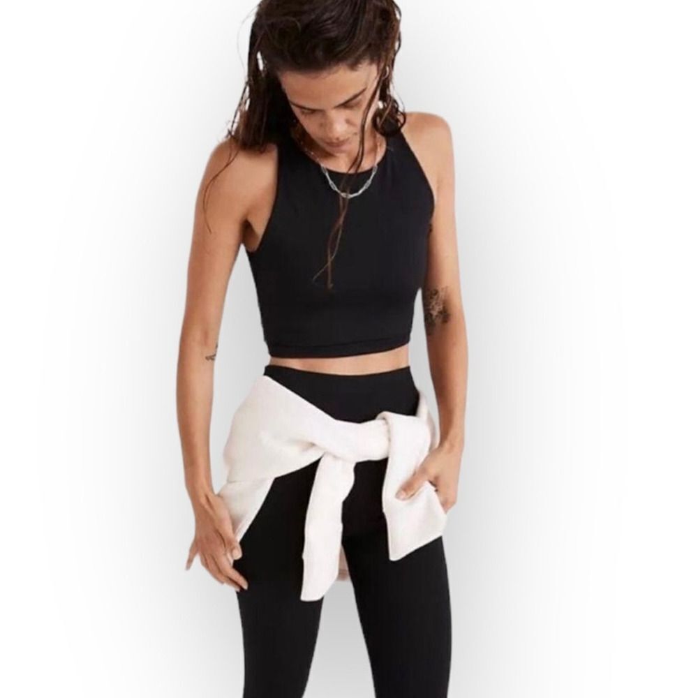 Madewell MWL Form Racerback Crop Top Women's XS Black Sleeveless NWT